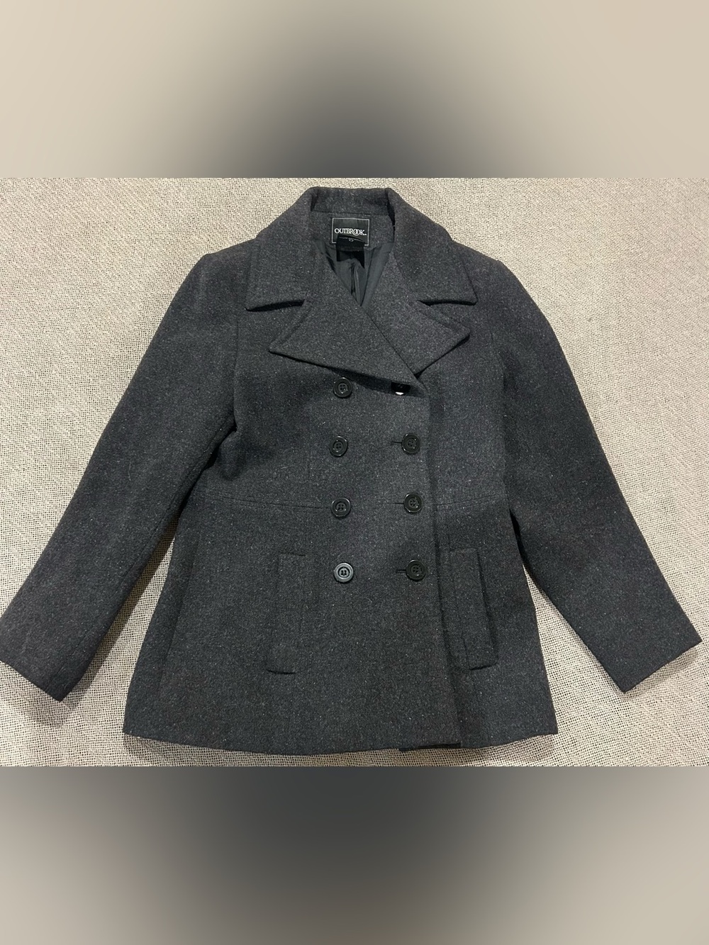 Outbrook Charcoal Double-Breasted Wool Peacoat